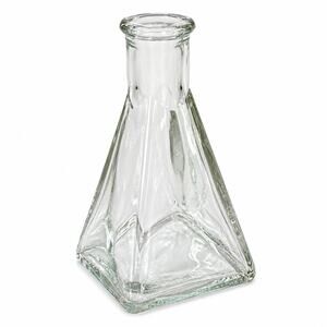 Vintage Clear Glass Bud Vase Square Pyramid Base Mid Century Modern 5 Inch Tall